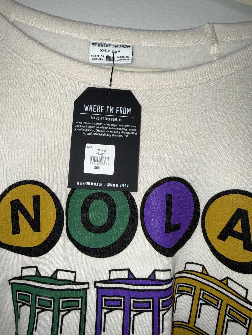 Where I'm From NOLA Streetcar Sweatshirt Women's XL NWT New Orleans Graphic - Picture 5 of 6